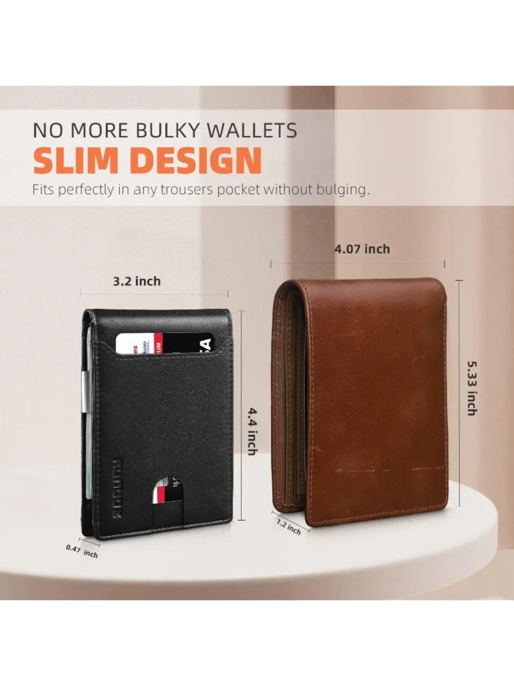 〽️Man Classic Leather Money Clip RFID Blocking Pocket Bifold Credit Card Wallet
